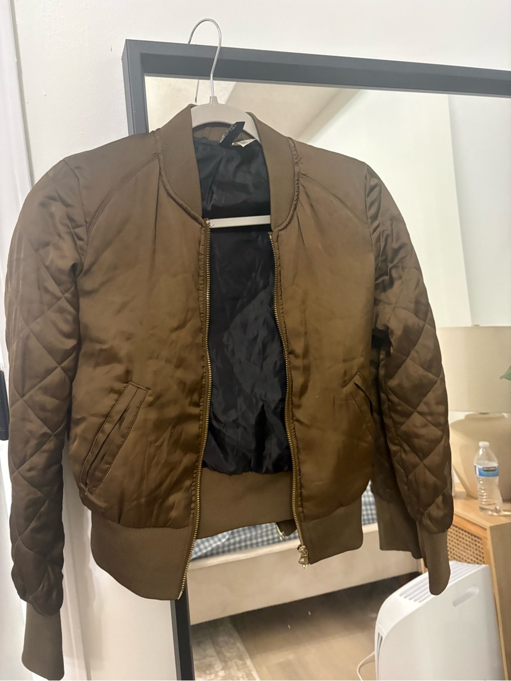 H&M Olive Green Quilted Bomber Jacket